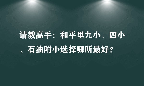 请教高手：和平里九小、四小、石油附小选择哪所最好？
