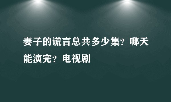 妻子的谎言总共多少集？哪天能演完？电视剧