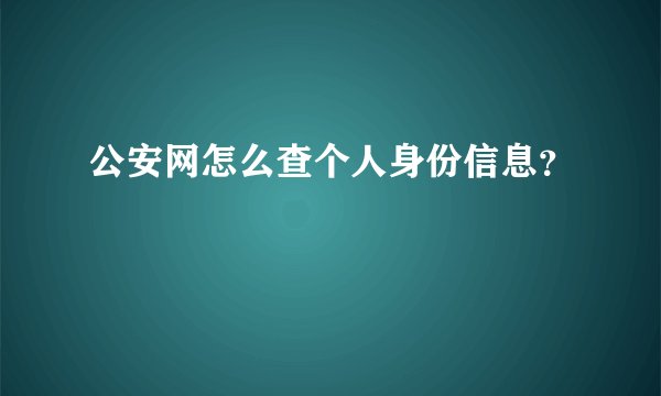 公安网怎么查个人身份信息？