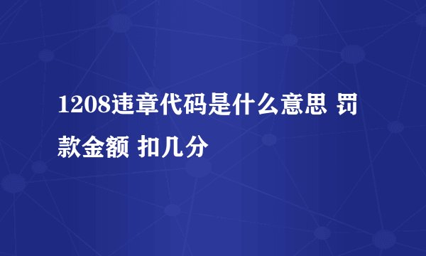 1208违章代码是什么意思 罚款金额 扣几分