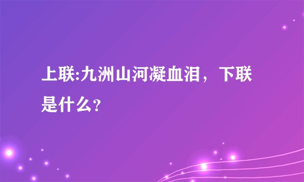 上联:九洲山河凝血泪，下联是什么？