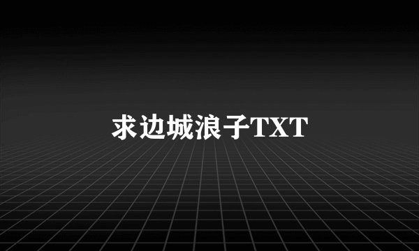 求边城浪子TXT