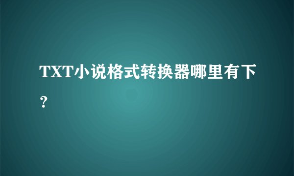 TXT小说格式转换器哪里有下？