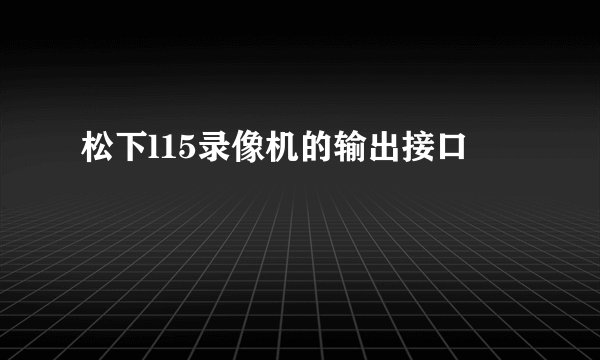松下l15录像机的输出接口