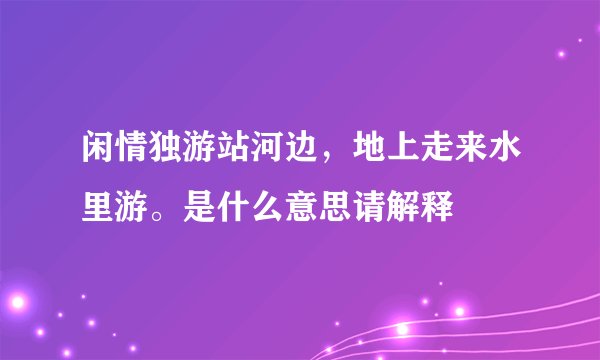 闲情独游站河边，地上走来水里游。是什么意思请解释