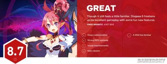 《魔界战记5》IGN 8.7分 高水平的回合制RPG