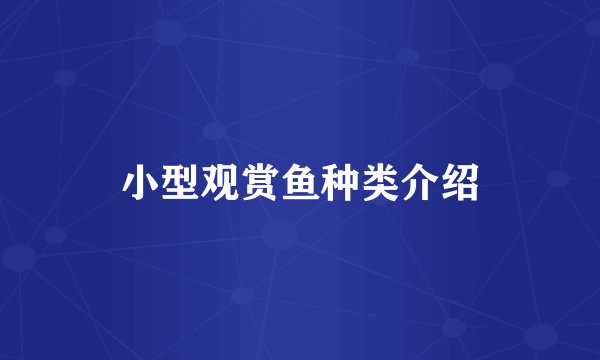 小型观赏鱼种类介绍