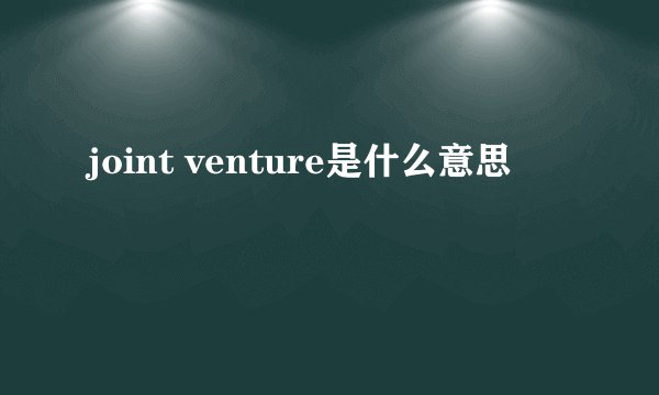 joint venture是什么意思