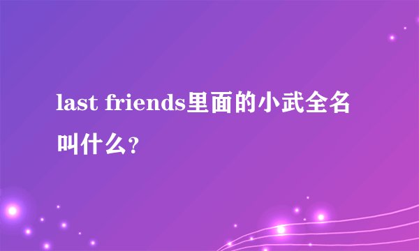 last friends里面的小武全名叫什么？