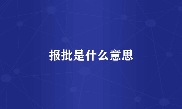 报批是什么意思