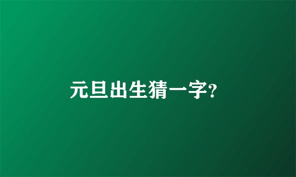 元旦出生猜一字？
