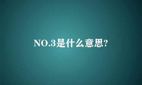 NO.3是什么意思?