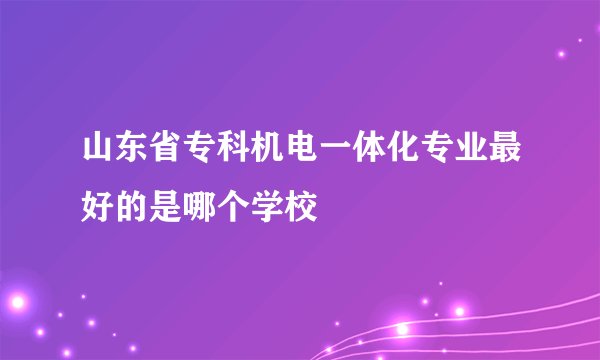 山东省专科机电一体化专业最好的是哪个学校