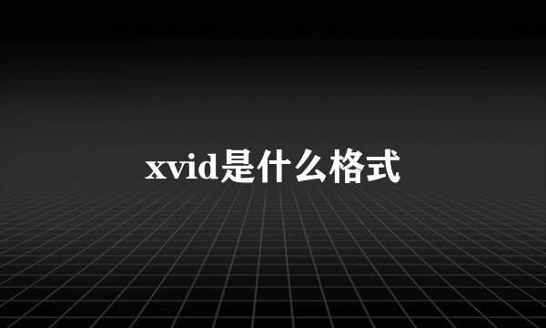 xvid是什么格式