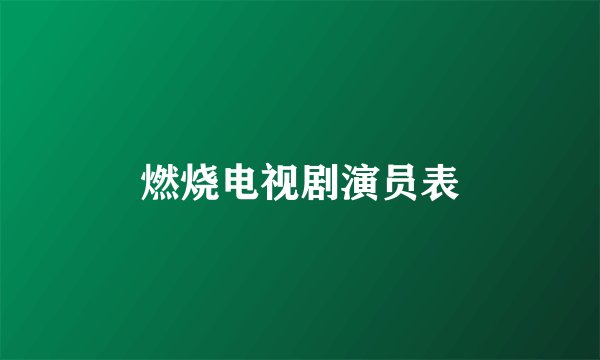 燃烧电视剧演员表