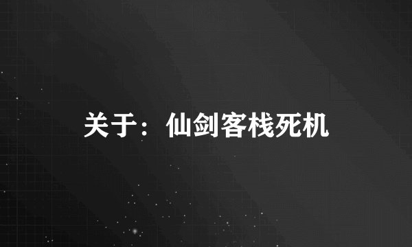 关于：仙剑客栈死机