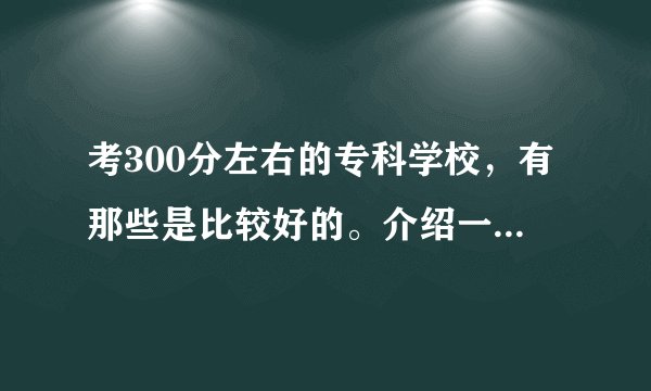 考300分左右的专科学校，有那些是比较好的。介绍一下。。。