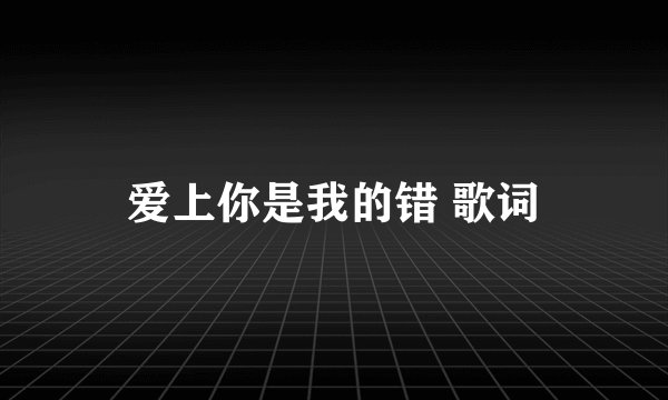爱上你是我的错 歌词
