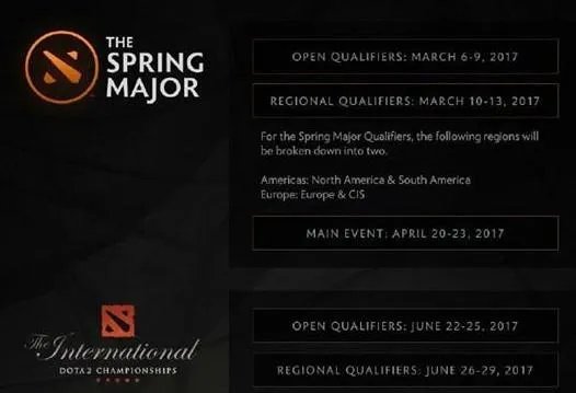 DOTA2 V社官方公布春季赛时间和赛区及ti7时间