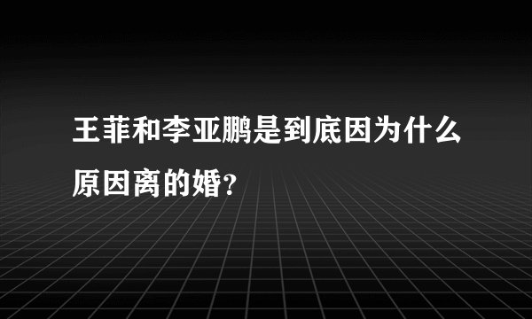王菲和李亚鹏是到底因为什么原因离的婚？