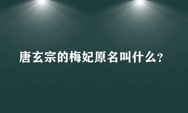 唐玄宗的梅妃原名叫什么？