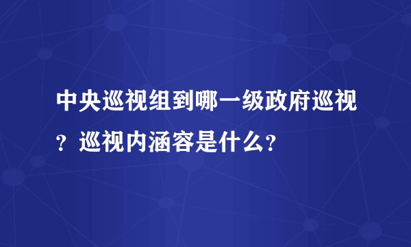 中央巡视组到哪一级政府巡视？巡视内涵容是什么？