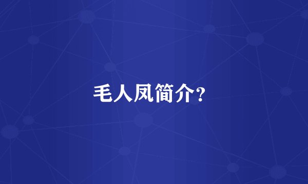 毛人凤简介？