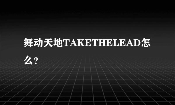 舞动天地TAKETHELEAD怎么？