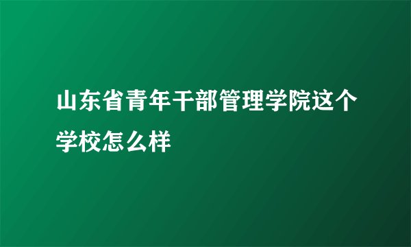 山东省青年干部管理学院这个学校怎么样