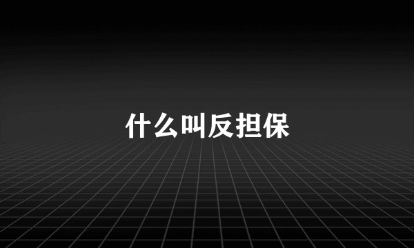 什么叫反担保