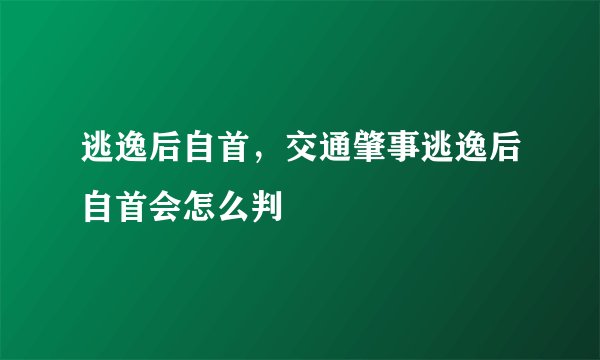 逃逸后自首，交通肇事逃逸后自首会怎么判