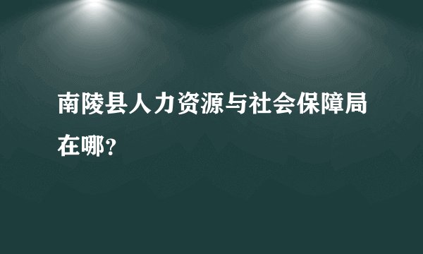 南陵县人力资源与社会保障局在哪？