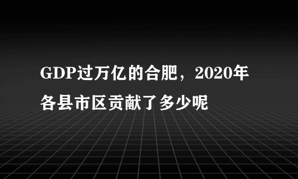 GDP过万亿的合肥，2020年各县市区贡献了多少呢