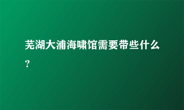 芜湖大浦海啸馆需要带些什么？