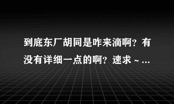 到底东厂胡同是咋来滴啊？有没有详细一点的啊？速求～越快越好！‘