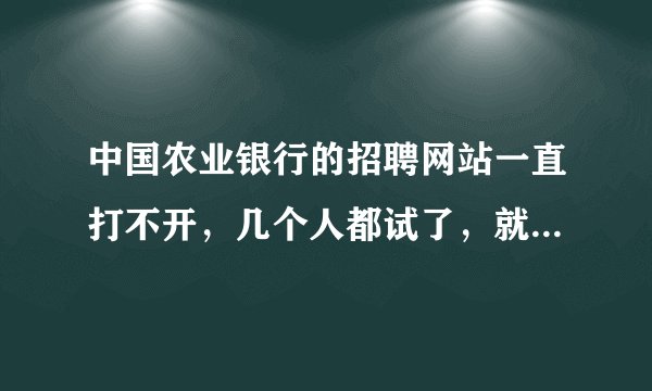 中国农业银行的招聘网站一直打不开，几个人都试了，就是进不去