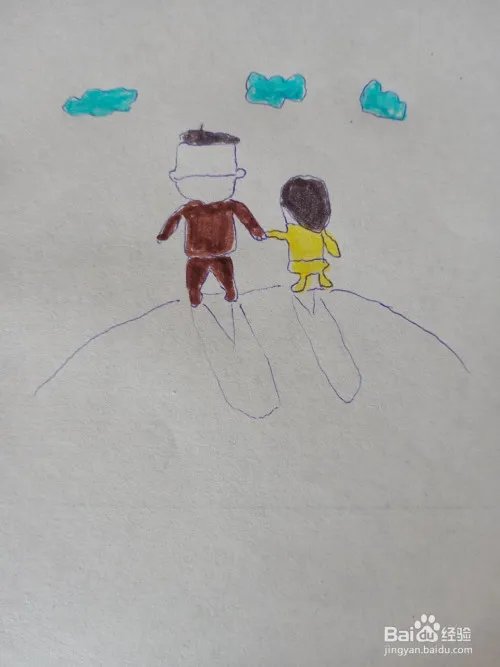 父亲节图片大手牵小手背影简笔画