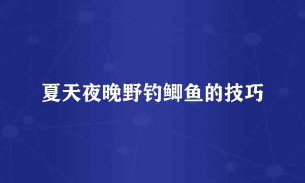 夏天夜晚野钓鲫鱼的技巧