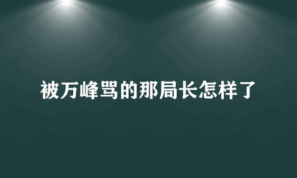 被万峰骂的那局长怎样了