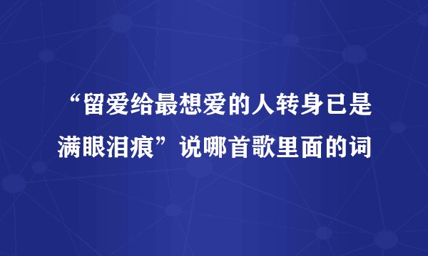 “留爱给最想爱的人转身已是满眼泪痕”说哪首歌里面的词