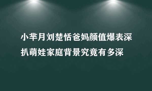小芈月刘楚恬爸妈颜值爆表深扒萌娃家庭背景究竟有多深