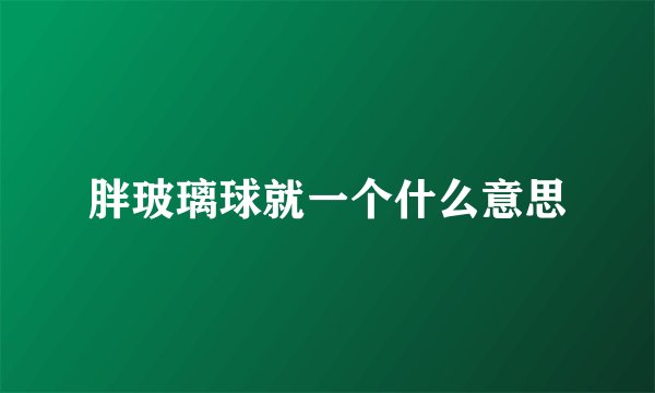 胖玻璃球就一个什么意思