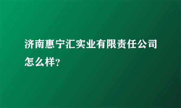济南惠宁汇实业有限责任公司怎么样？