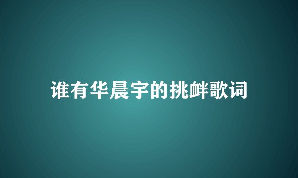 谁有华晨宇的挑衅歌词