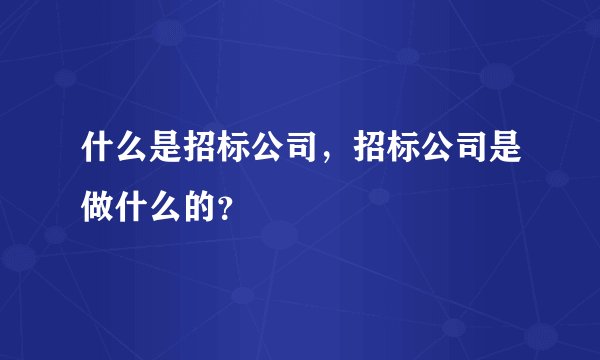 什么是招标公司，招标公司是做什么的？