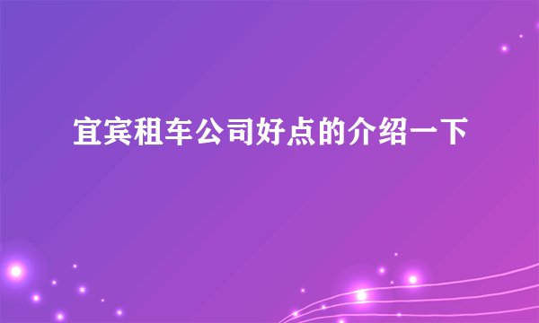 宜宾租车公司好点的介绍一下