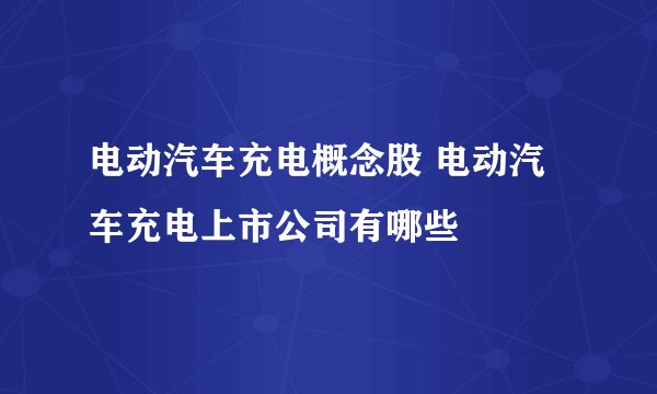 电动汽车充电概念股 电动汽车充电上市公司有哪些