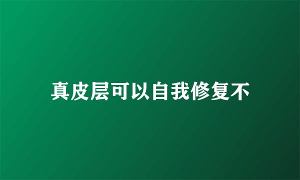 真皮层可以自我修复不