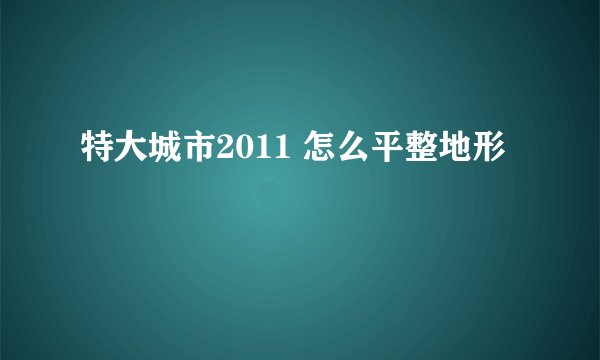 特大城市2011 怎么平整地形