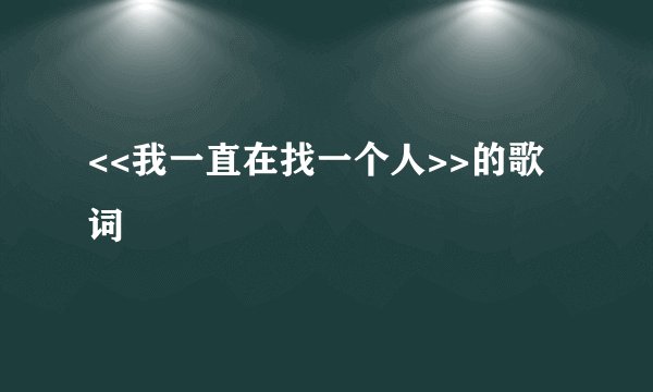<<我一直在找一个人>>的歌词